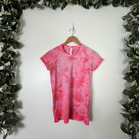 Lululemon Athletic Swiftly Tech Short Sleeve Shirt Pink Tie Dye Women’s Sz 8 - Picture 1 of 6